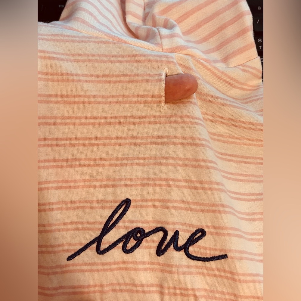 Ellen DeGeneres "Love" Pink & White Striped Hoodie Dog Outfit - Picture 5 of 9